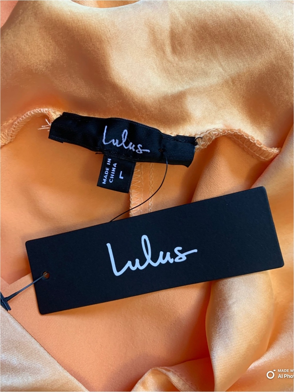 Lulus Large Incredible Love Light Orange Satin Cowl Back Midi Slip Dress NWT - Picture 12 of 16